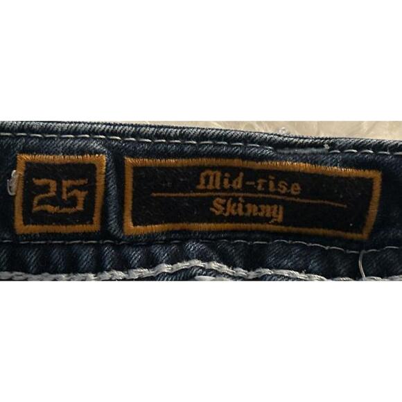 Rock Revival BETTY Jeans Womens 25 Skinny Mid-Rise Embellished Distressed READ - Picture 10 of 14
